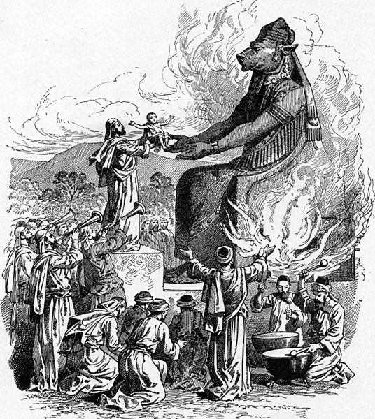 Offering to Molech (illustration from the 1897 Bible Pictures by Charles Foster)