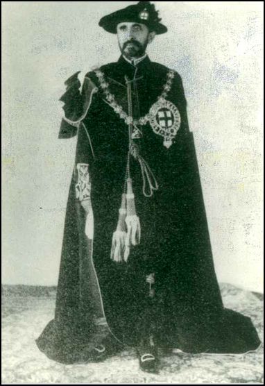 H.I.M. Qedamawi Haile Sellassie I in Knight of the Garter regalia in England