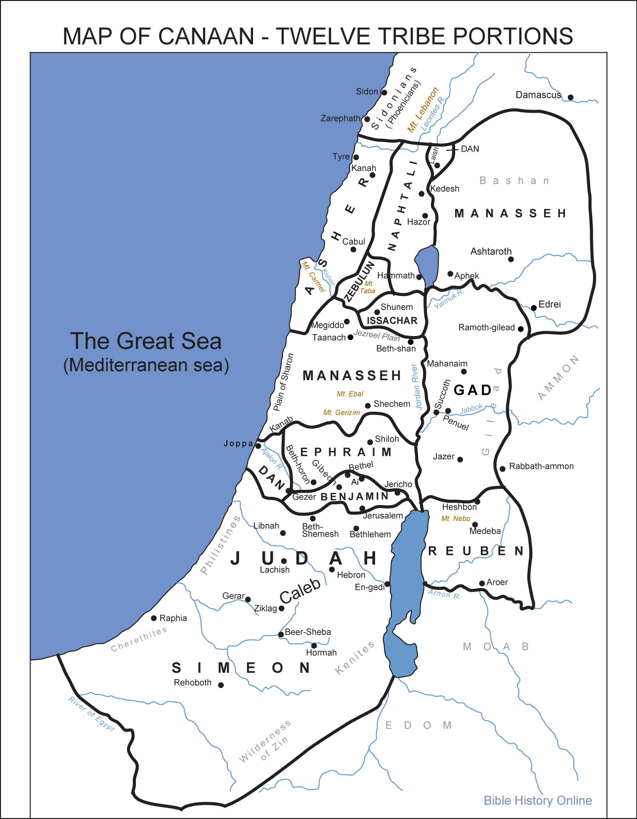 The Allotted Land of Canaan; with suggested dwellings of the Twelve Tribes of Israel's portions